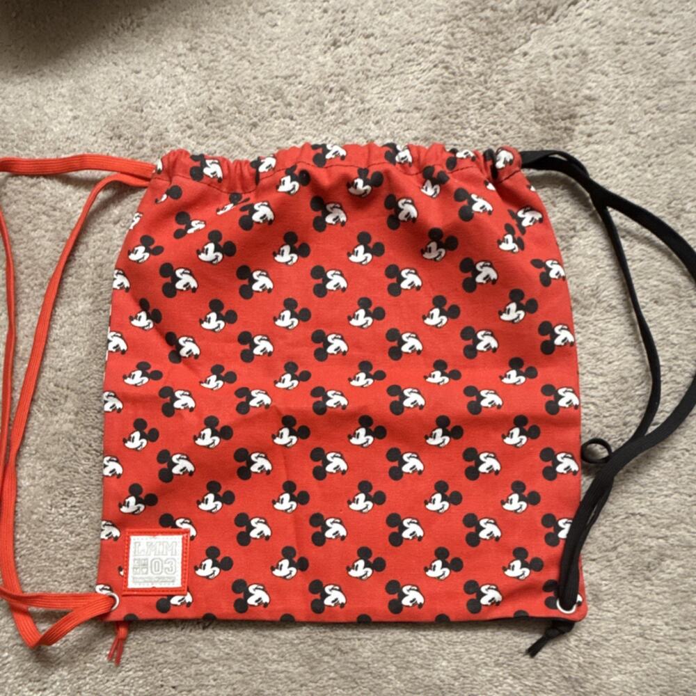 LittleMissMatched Mickey Mouse drawstring kids backpack red black striped